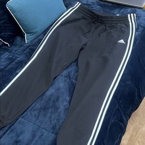 Adidas Kids Black Joggers with White Stripes